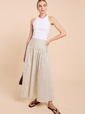 CAARA Vashti Striped Cream Maxi Skirt with High Waist from FewModa - sz 4
